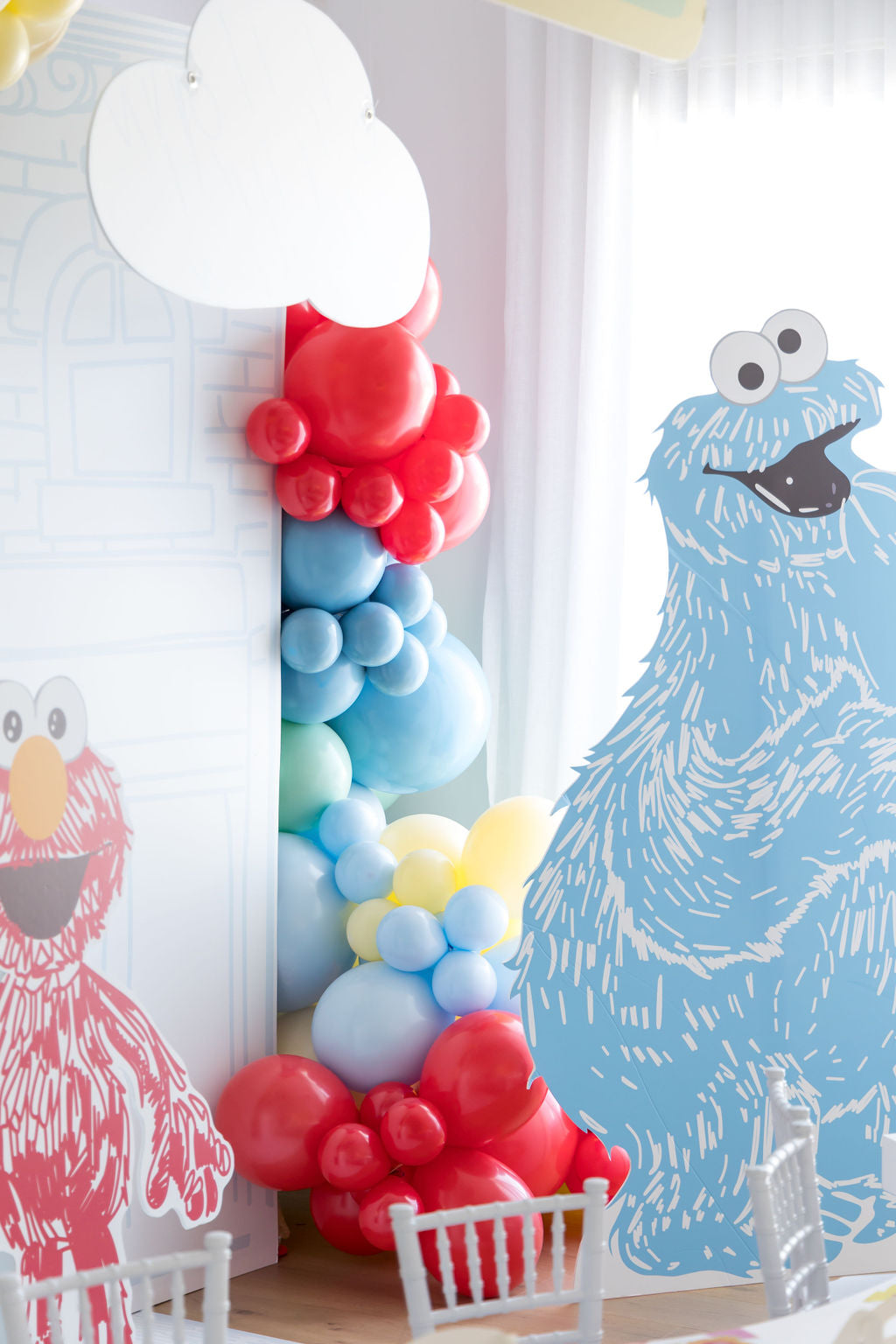 Sesame Street party cutout Elmo Cookie Monster foam board backdrop
芝麻街派對佈置 芝麻街kt板